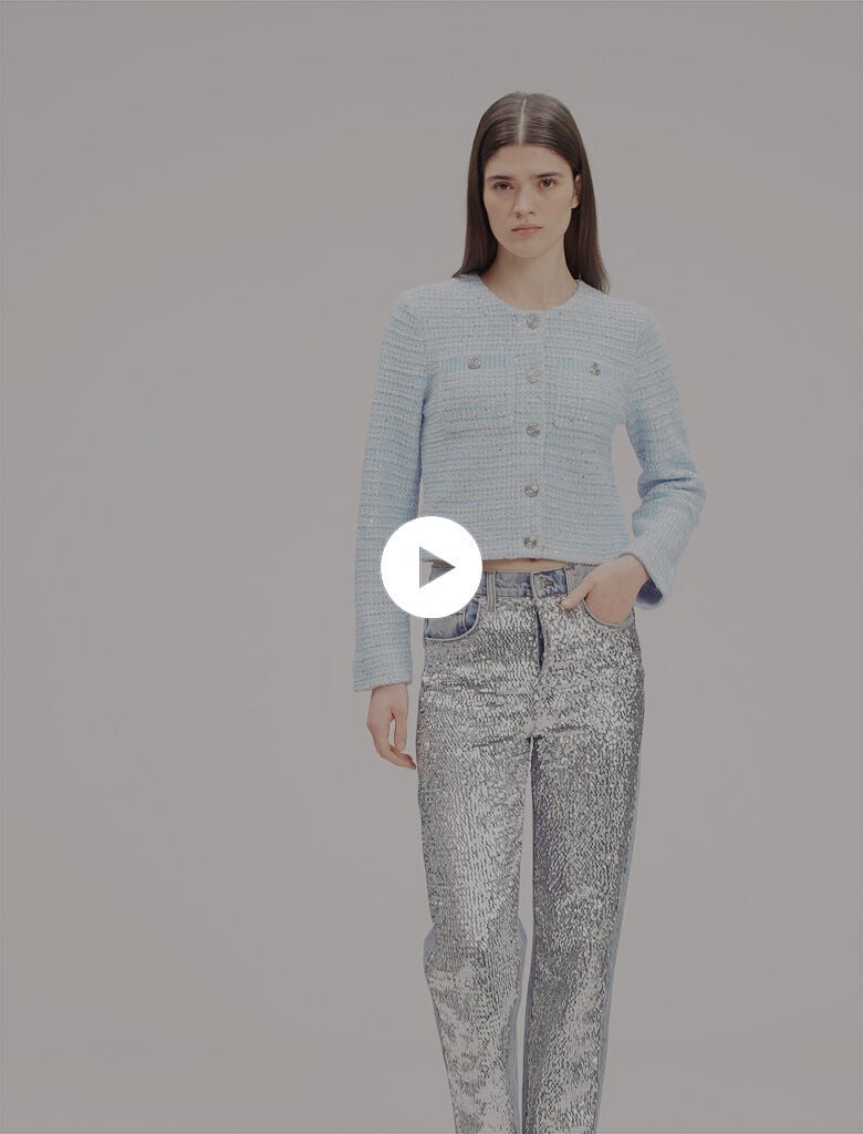 Sequinned cardigan Blue For Women | Maje
