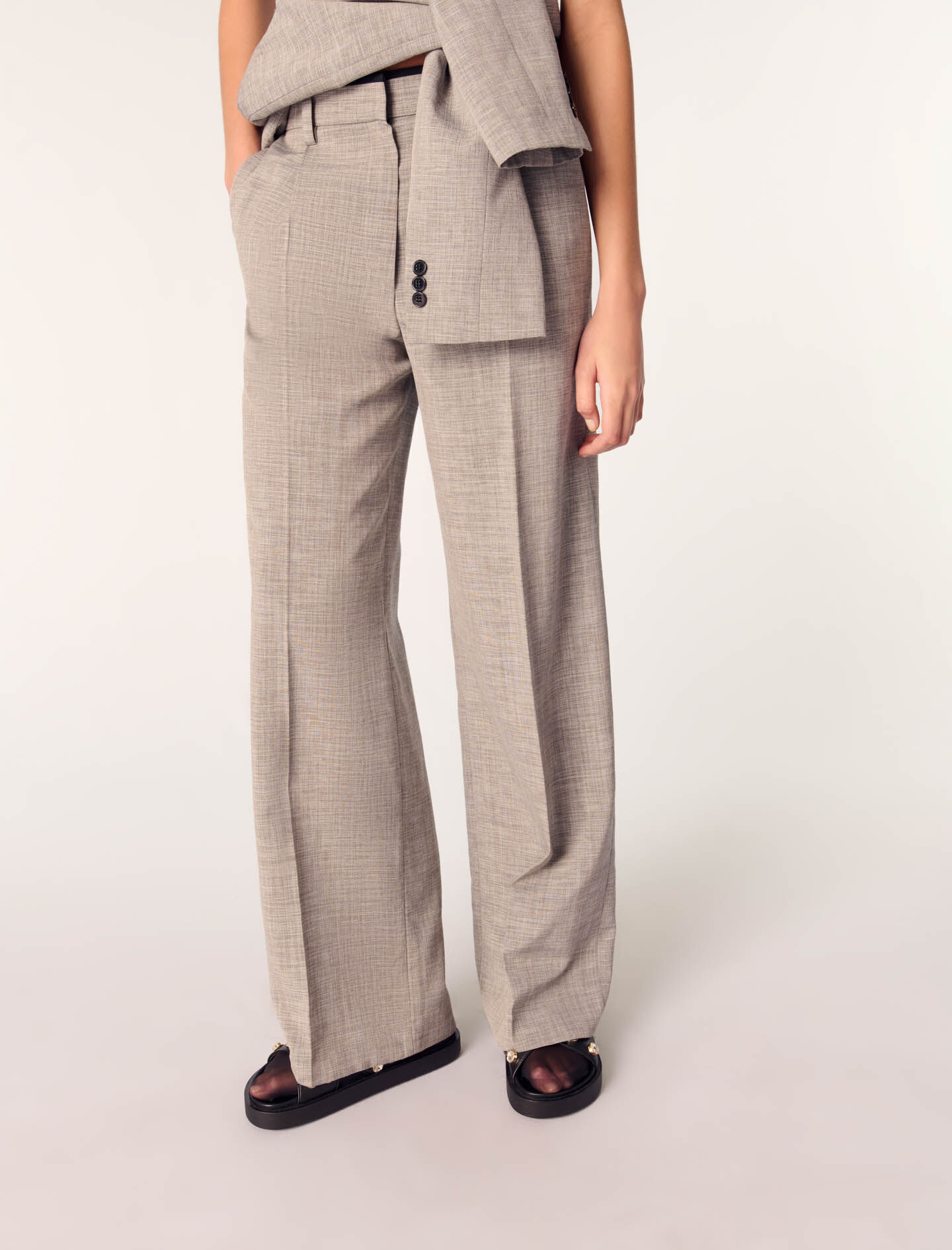 Straight-leg suit trousers Black / Gray For Women | Maje Straight-leg suit trousers Black / Gray For Women | Maje