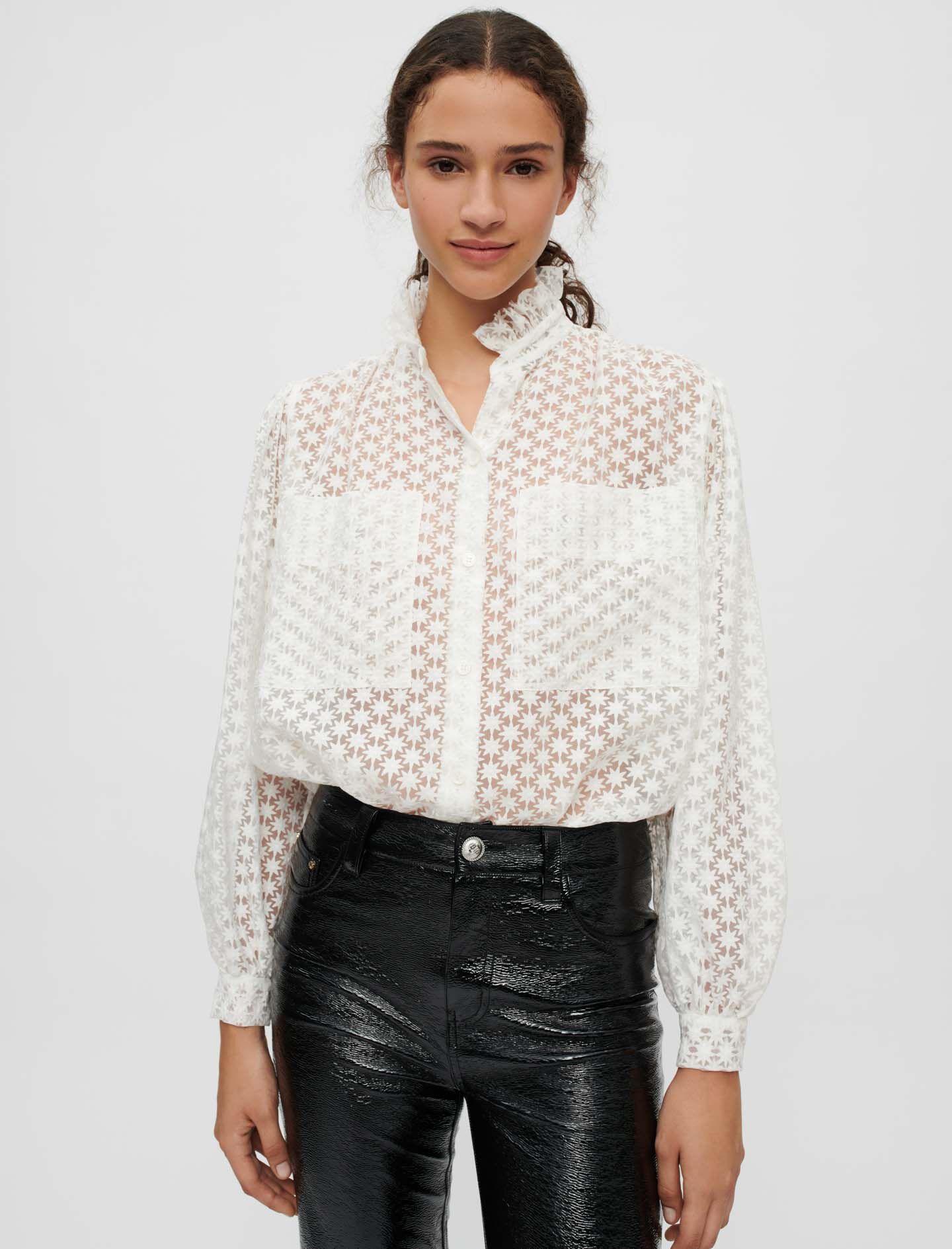Fully embroidered floral shirt