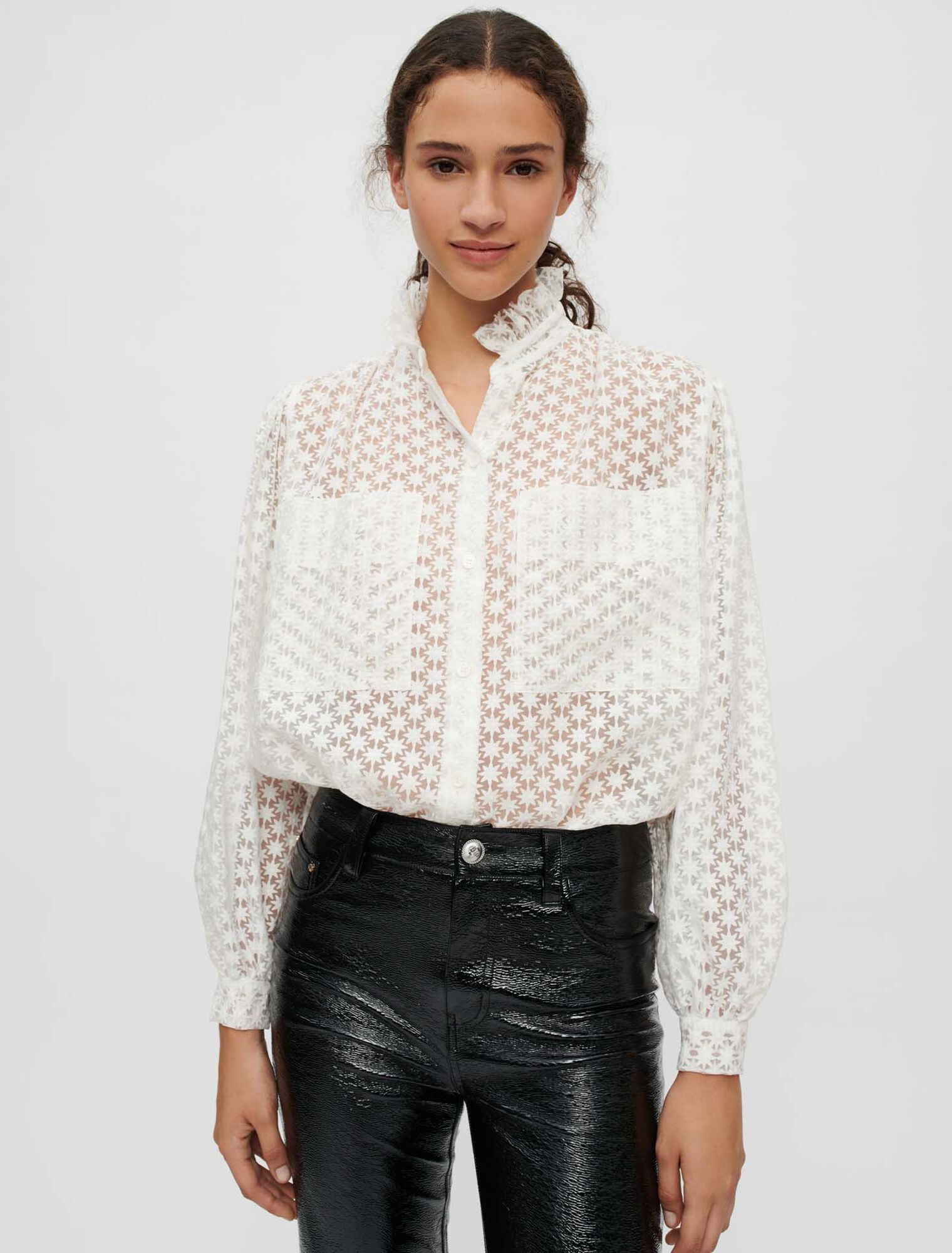 Fully embroidered floral shirt