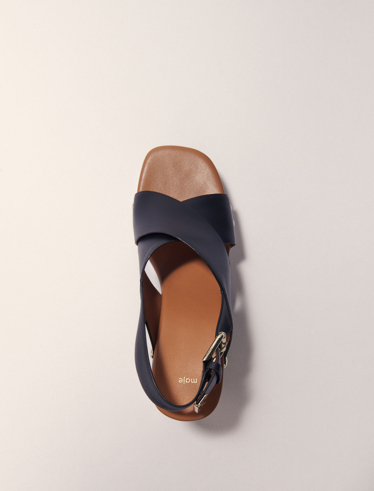 Leather platform sandals Black / Gray For Women | Maje