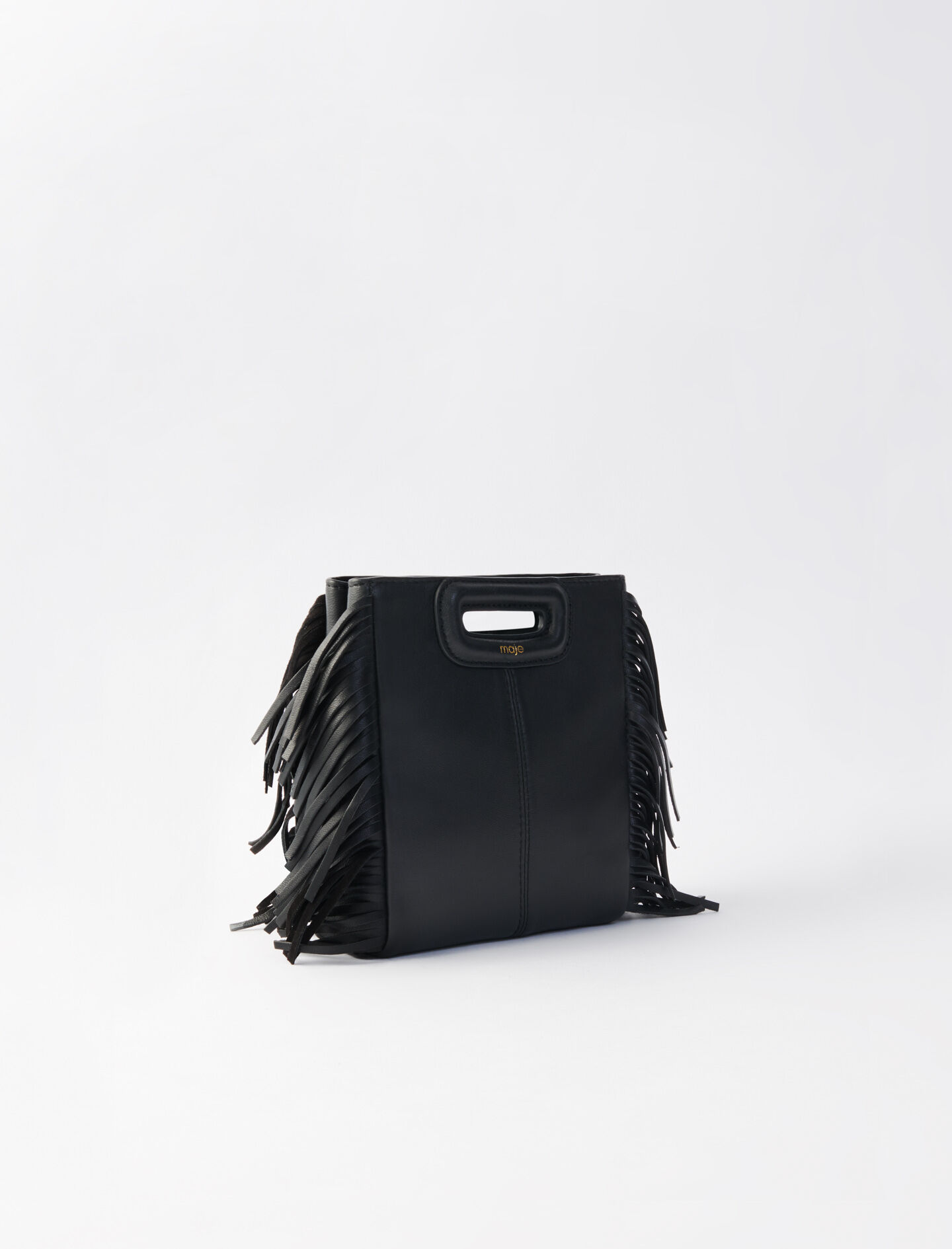 Maje Black M Mini Leather Bag with Chain Strap for Women 24S