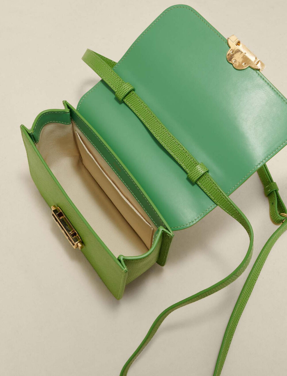 Clover bag in lizard-effect leather Green For Women | Maje