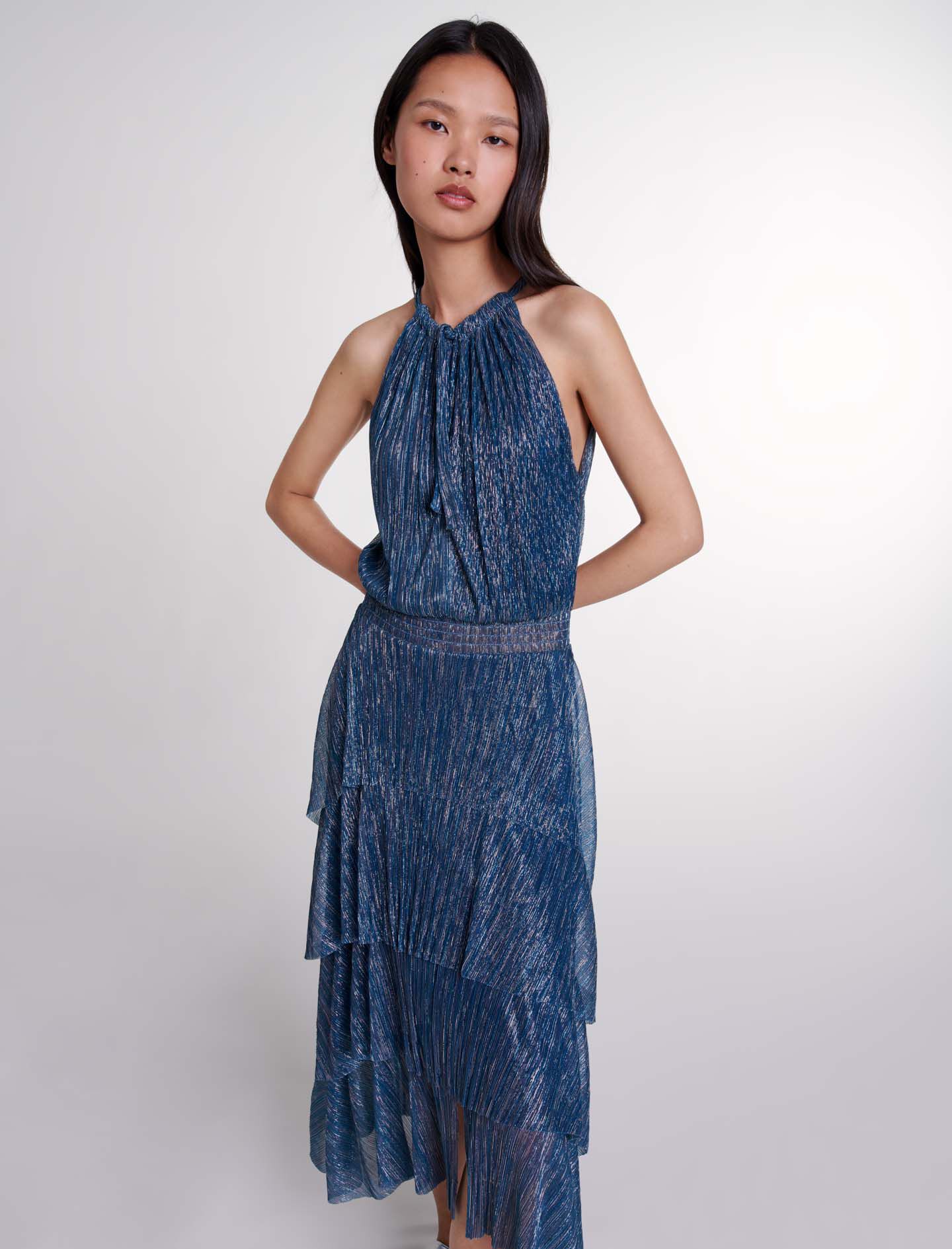 MAJE [マージ] Ruffled Layered Knit Dress Ruffled maxi dress