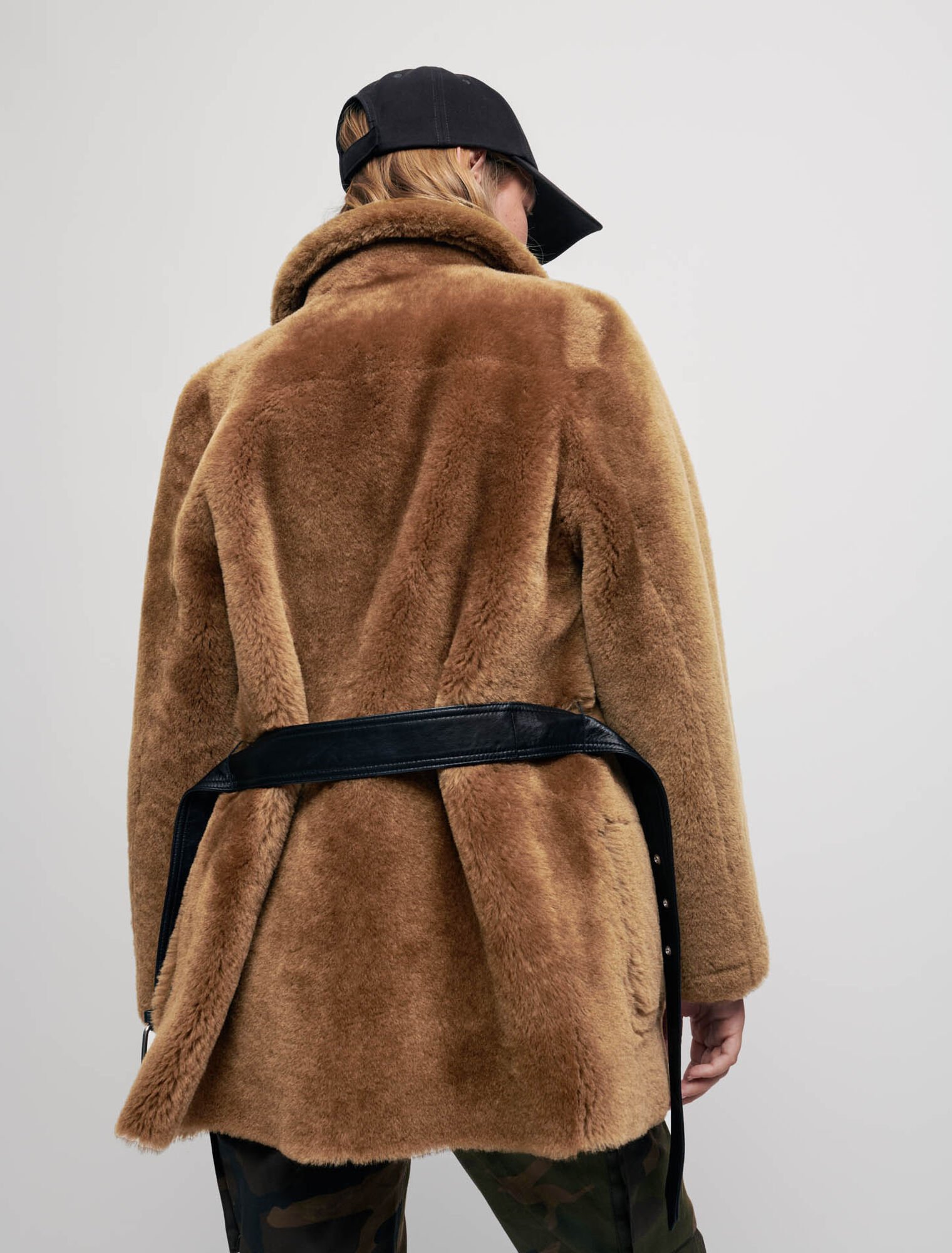 Reversible shearling coat