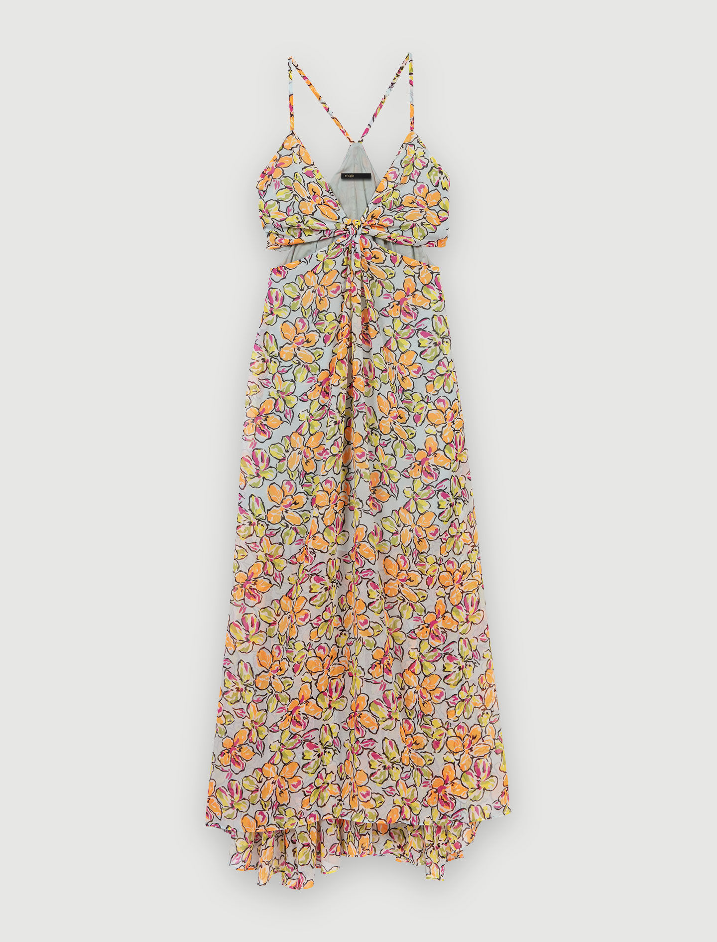 商品画像：Pink Floral Cutout Frilly Maxi Dress – JO+CO 3