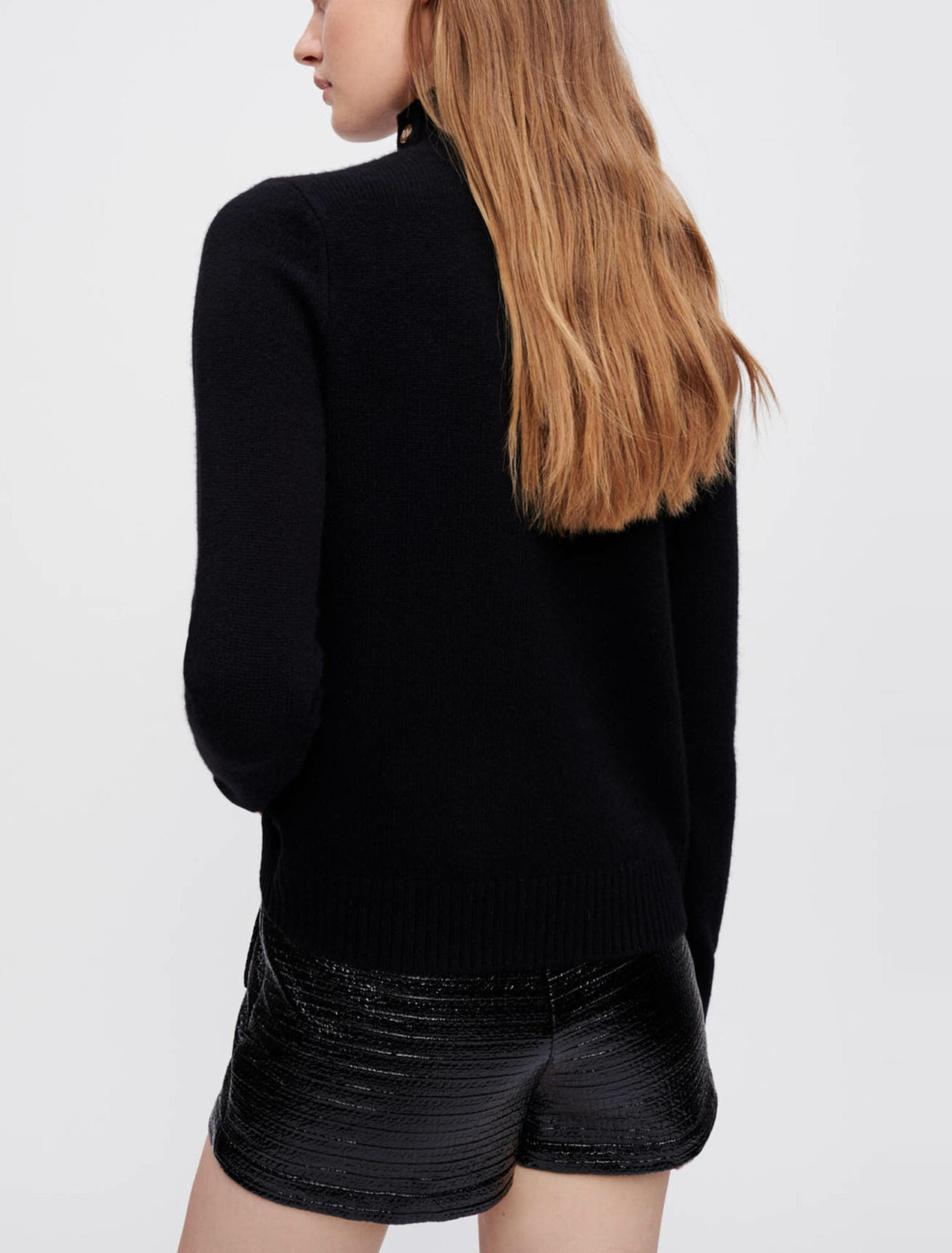 Cashmere sweater with stand-up collar