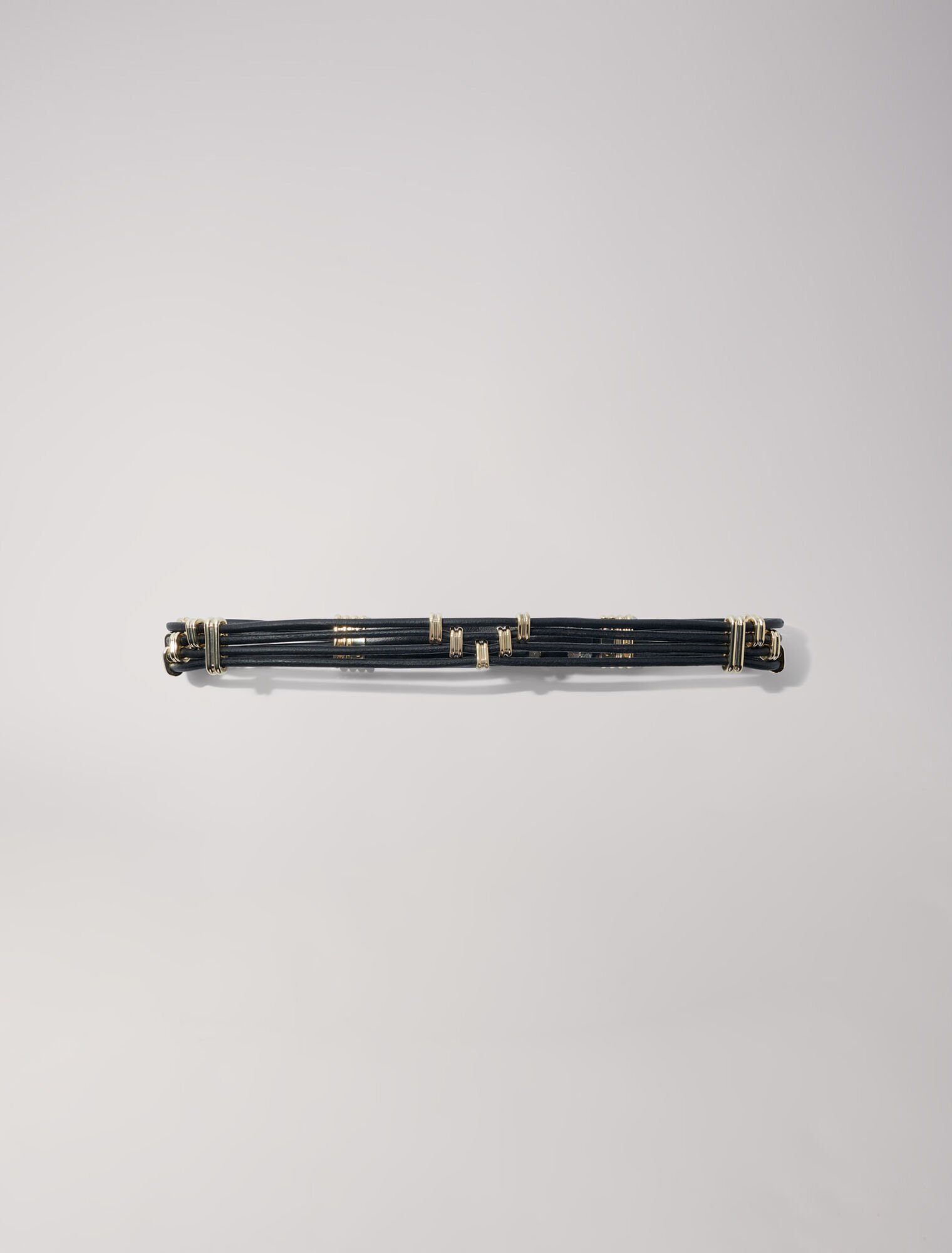 Mixed metal and leather belt