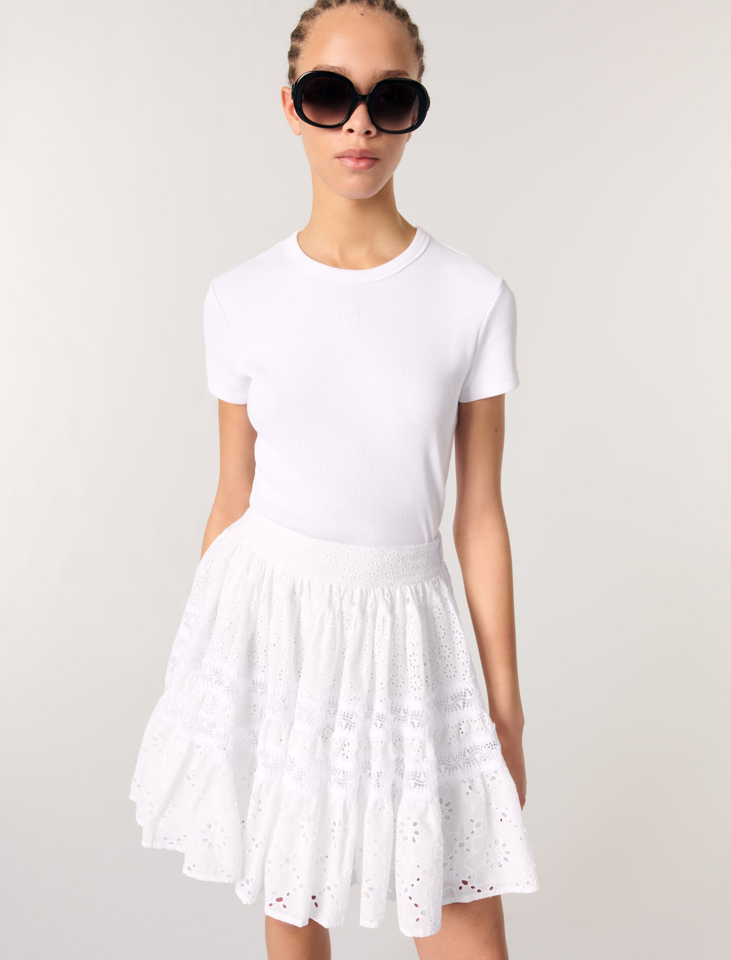 Short embroidered skirt White For Women | Maje
