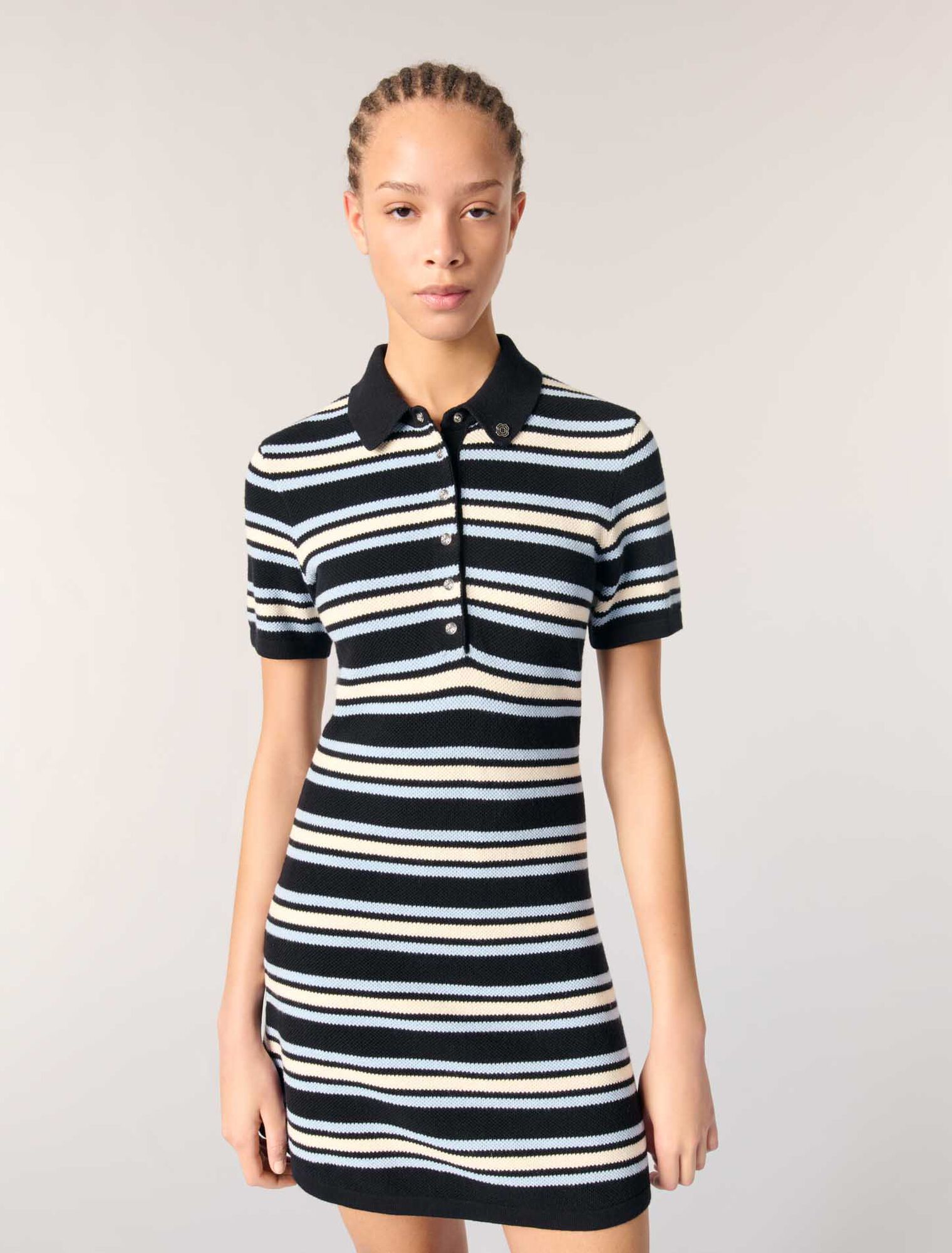 Striped knit polo dress