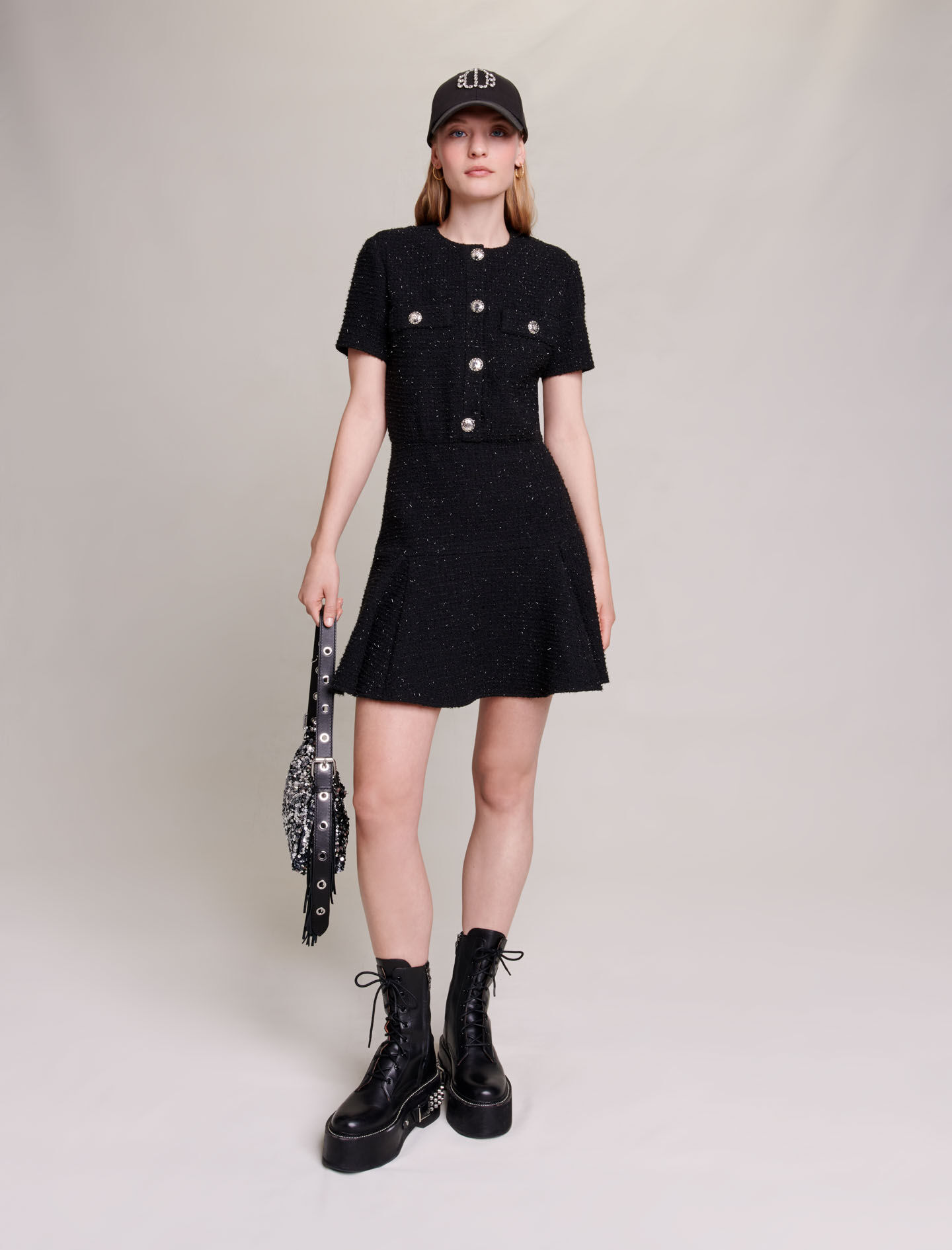 Maje tweed mini dress - White
