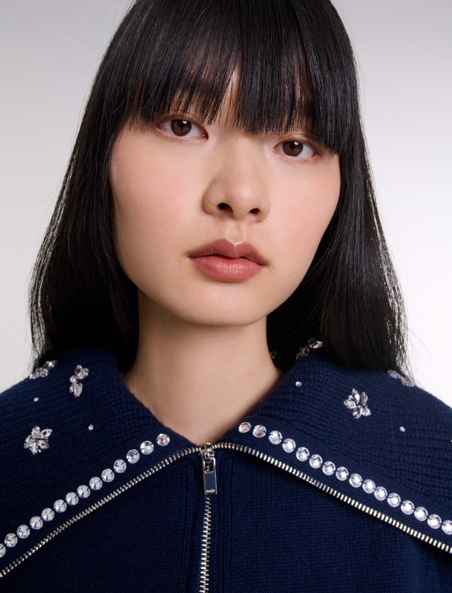 ネットで注文 neck jewellery with Cardigan Blue Maje | Women For トップス