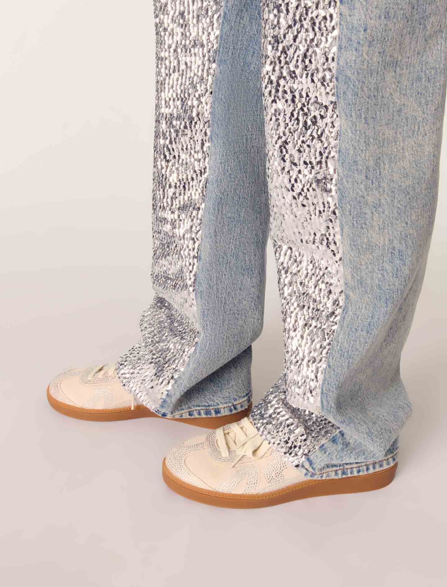 Sequinned jeans Blue For Women | Maje