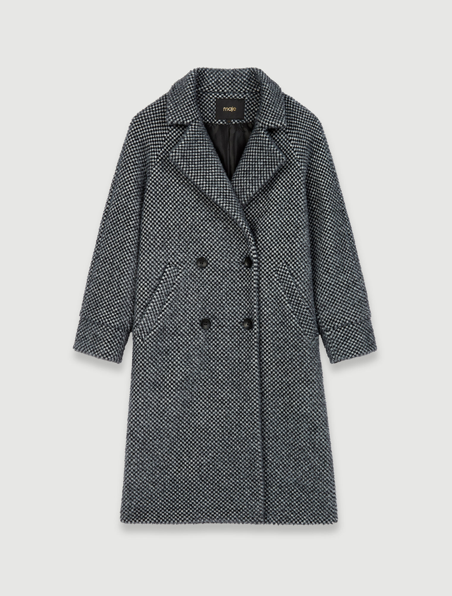 Checked tricotine coat