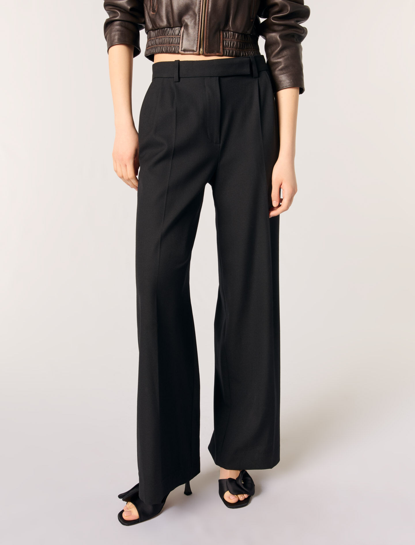 Wide-leg suit trousers Black / Gray For Women | Maje