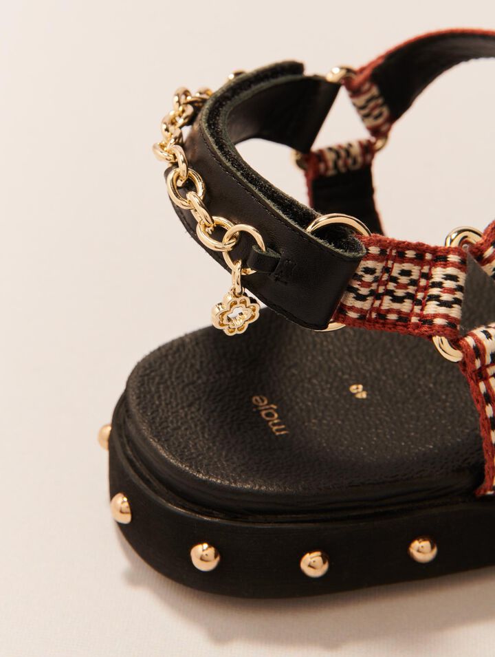 Flat rope and leather sandals