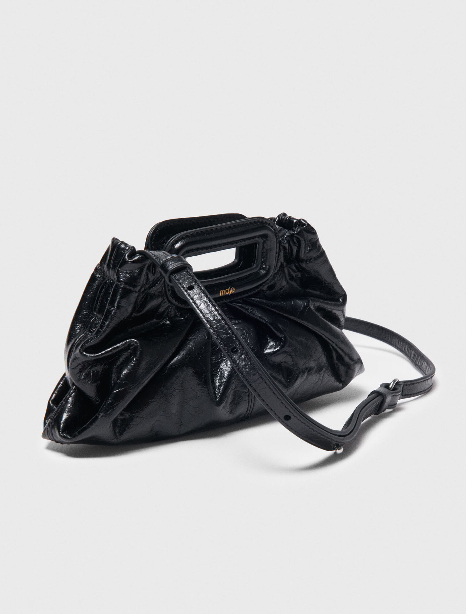 Crackled leather mini clutch