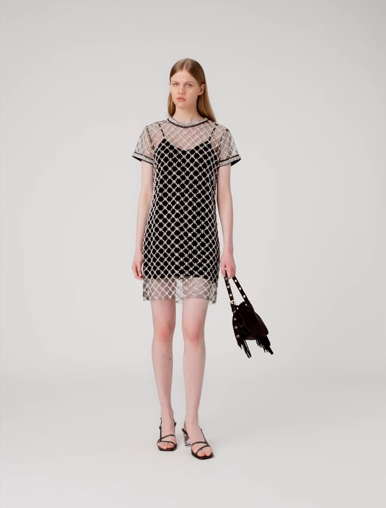 Mini embroidered tulle dress