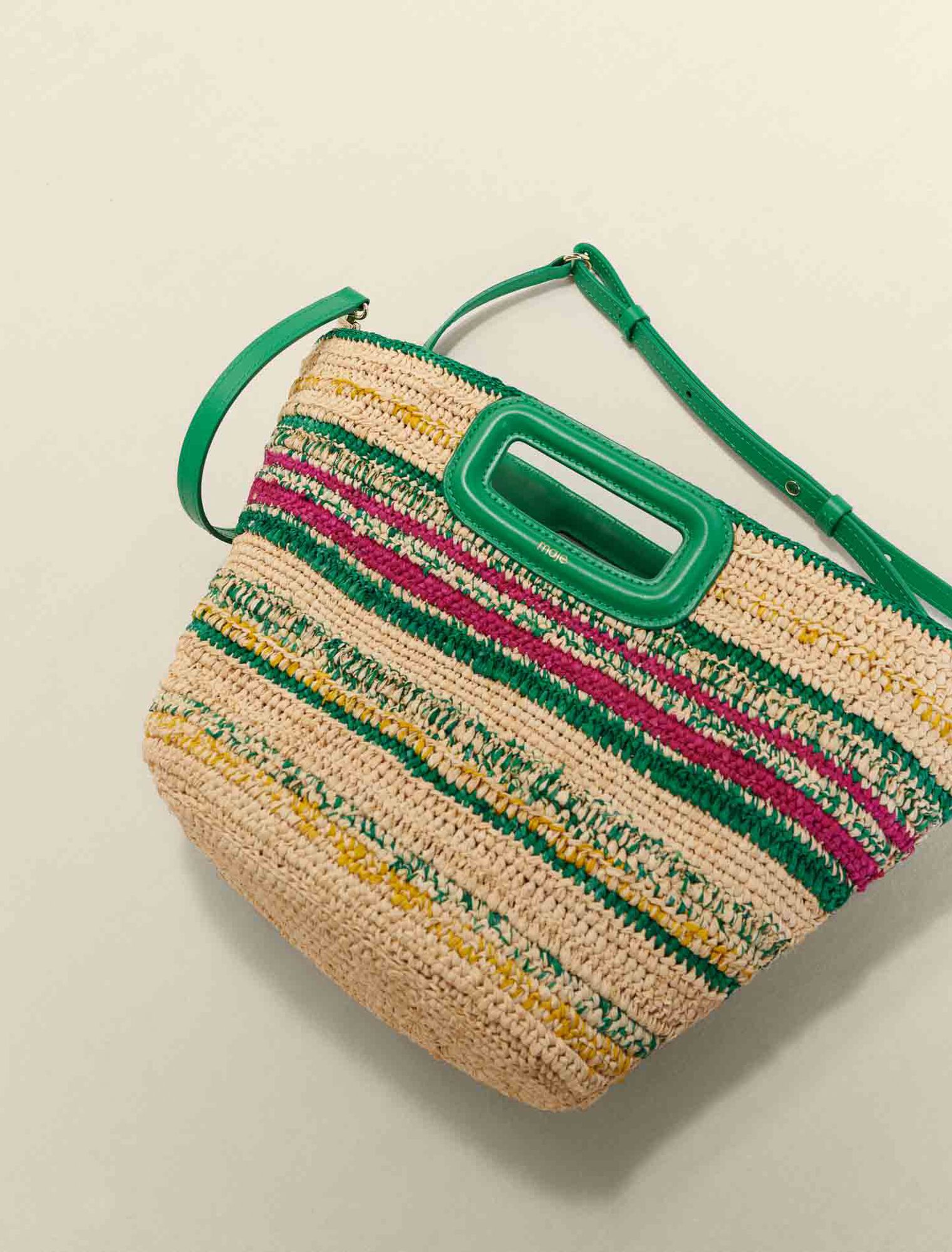 Mini striped raffia basket
