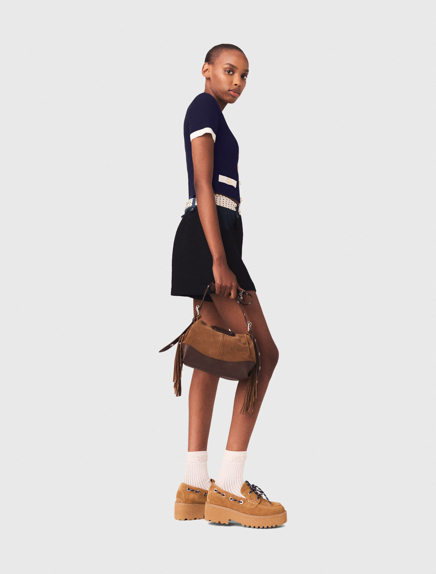 Contrasting cropped cardigan