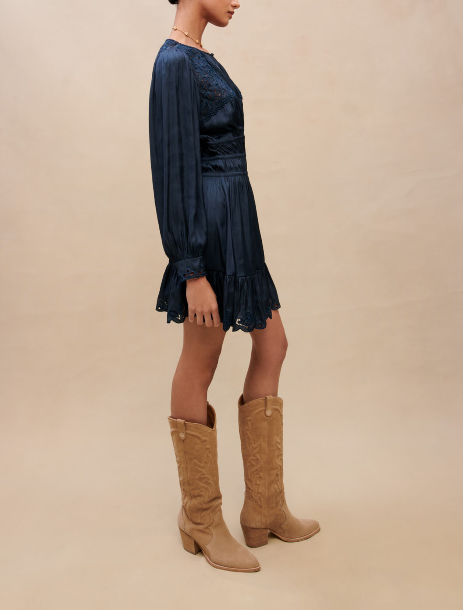 Embroidered smocked dress
