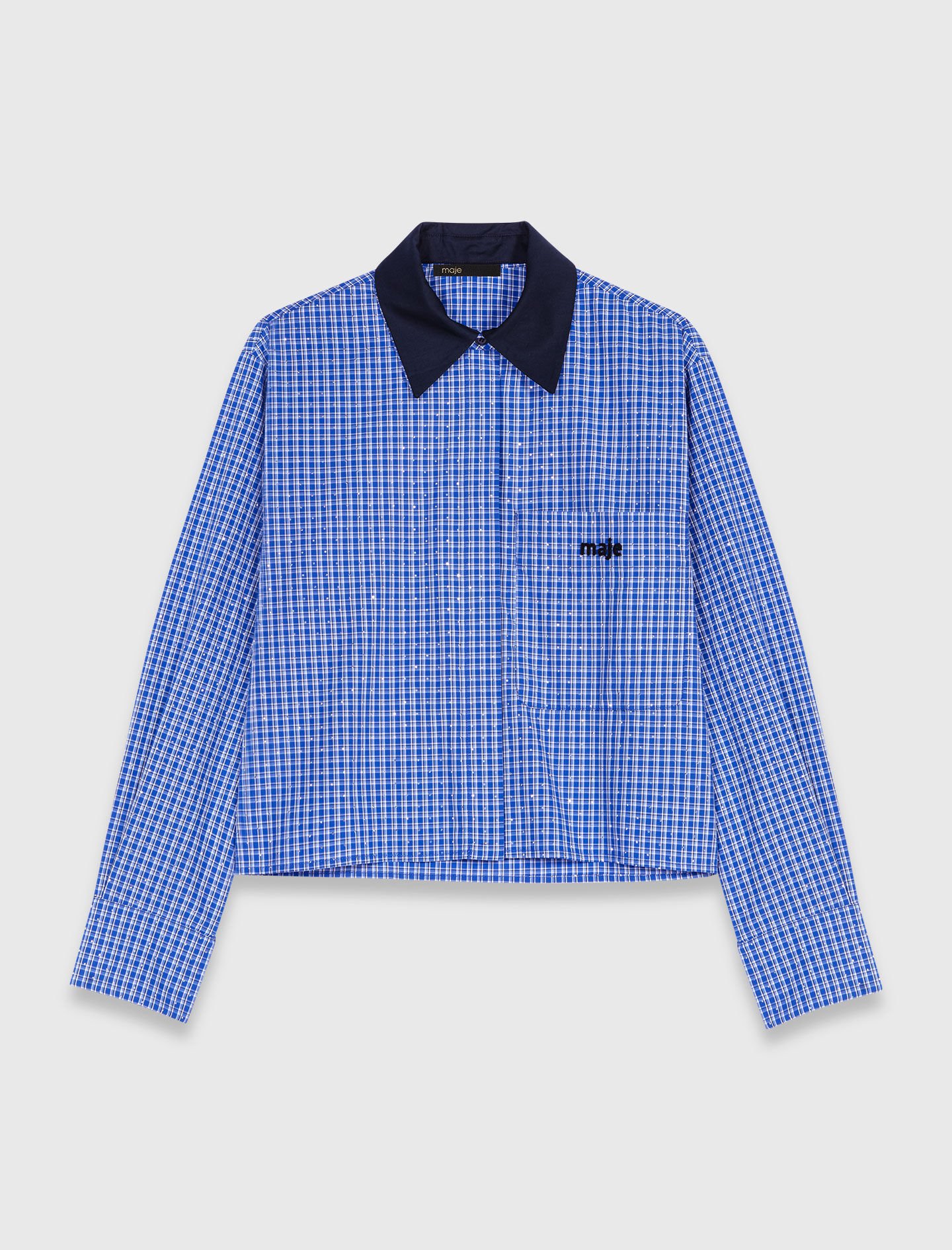 E.B.M[イービーエム] Shirt Collar Pleated Denim One-Piece Denim | Denim Frill Stand Collar Shirt | Pure Collection