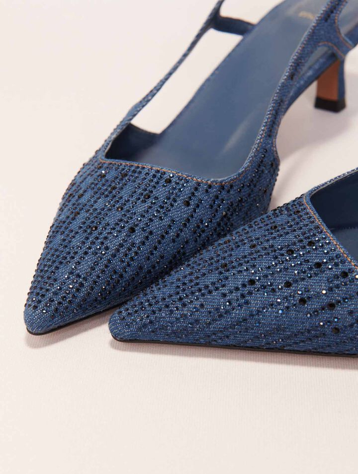 Slingback pump in rhinestone denim