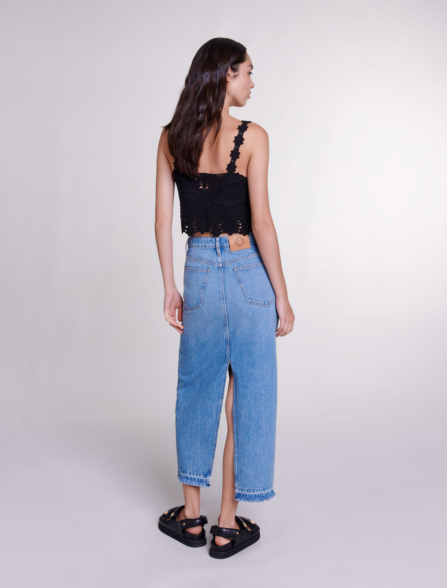 Long denim skirt