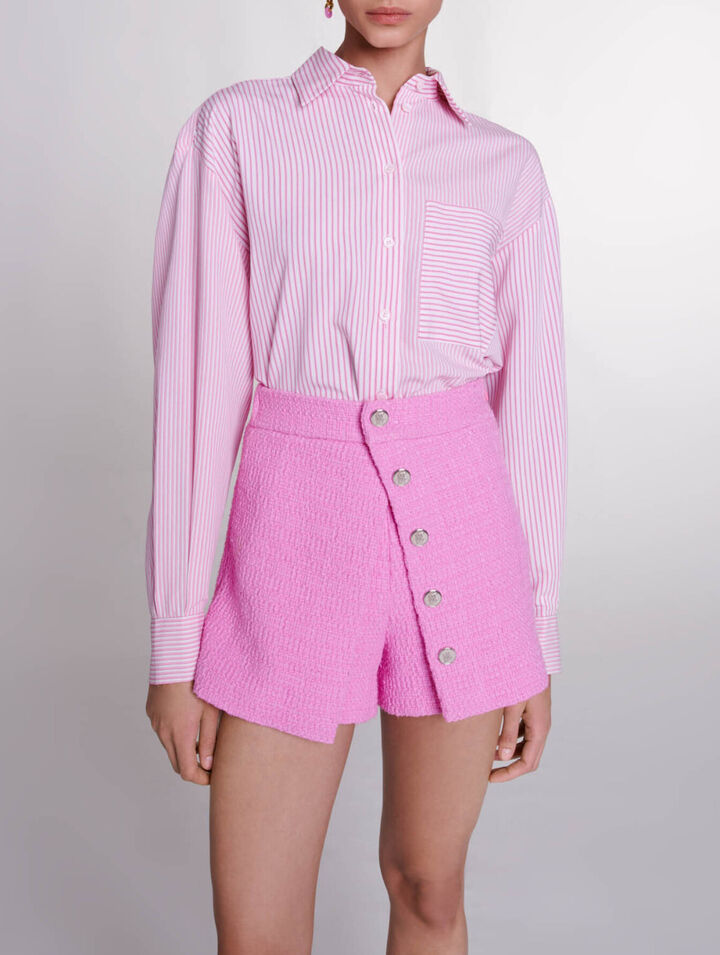 Panelled tweed shorts