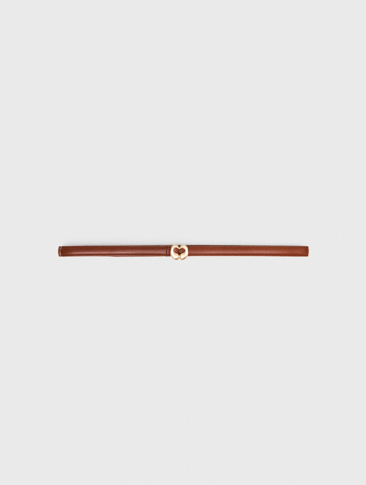Slim smooth leather logo belt