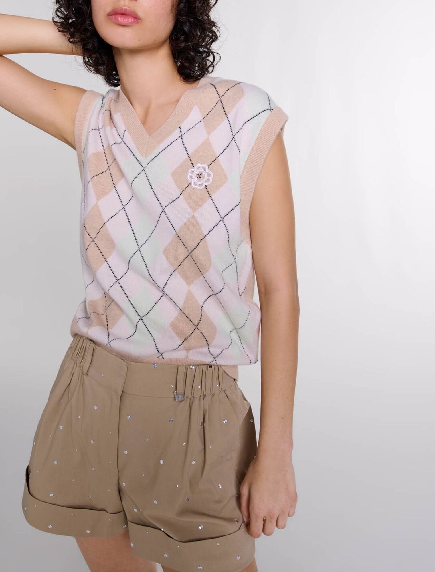 Cotton studded shorts