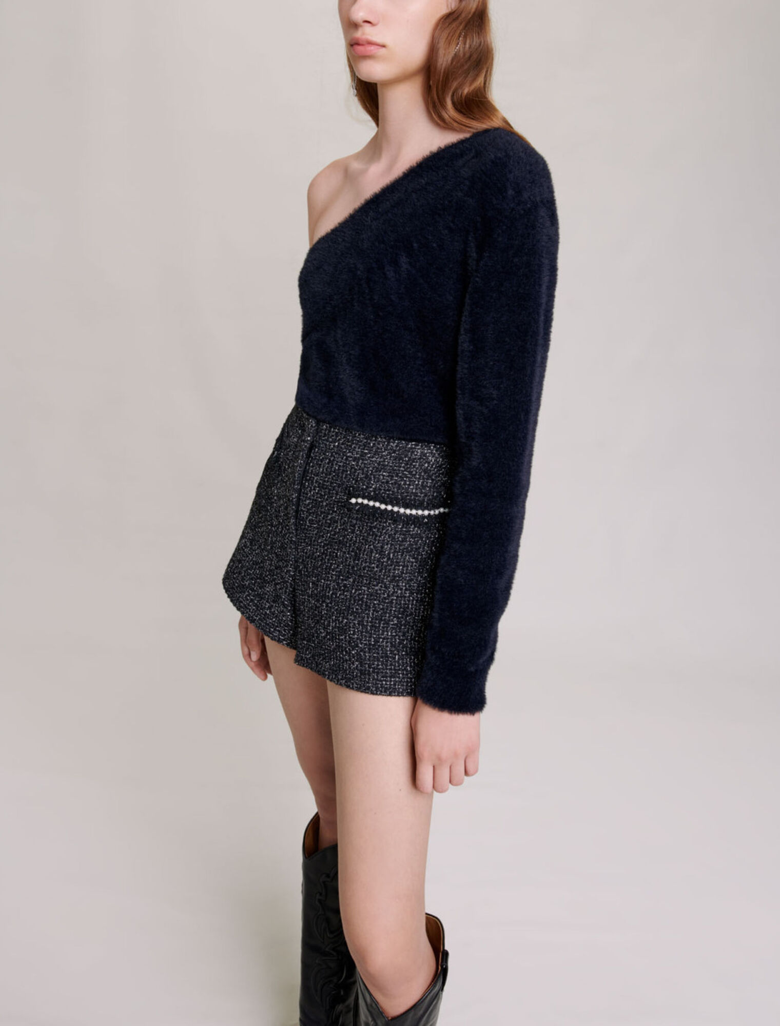 Glittery tweed shorts
