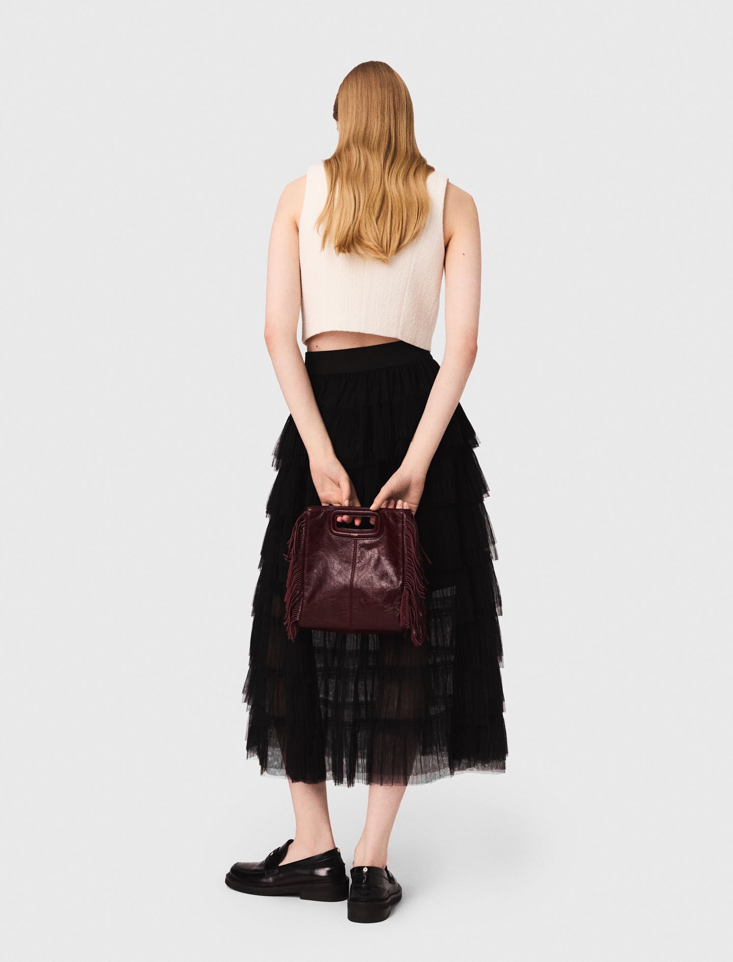 Tulle midi skirt Black / Gray For Women | Maje