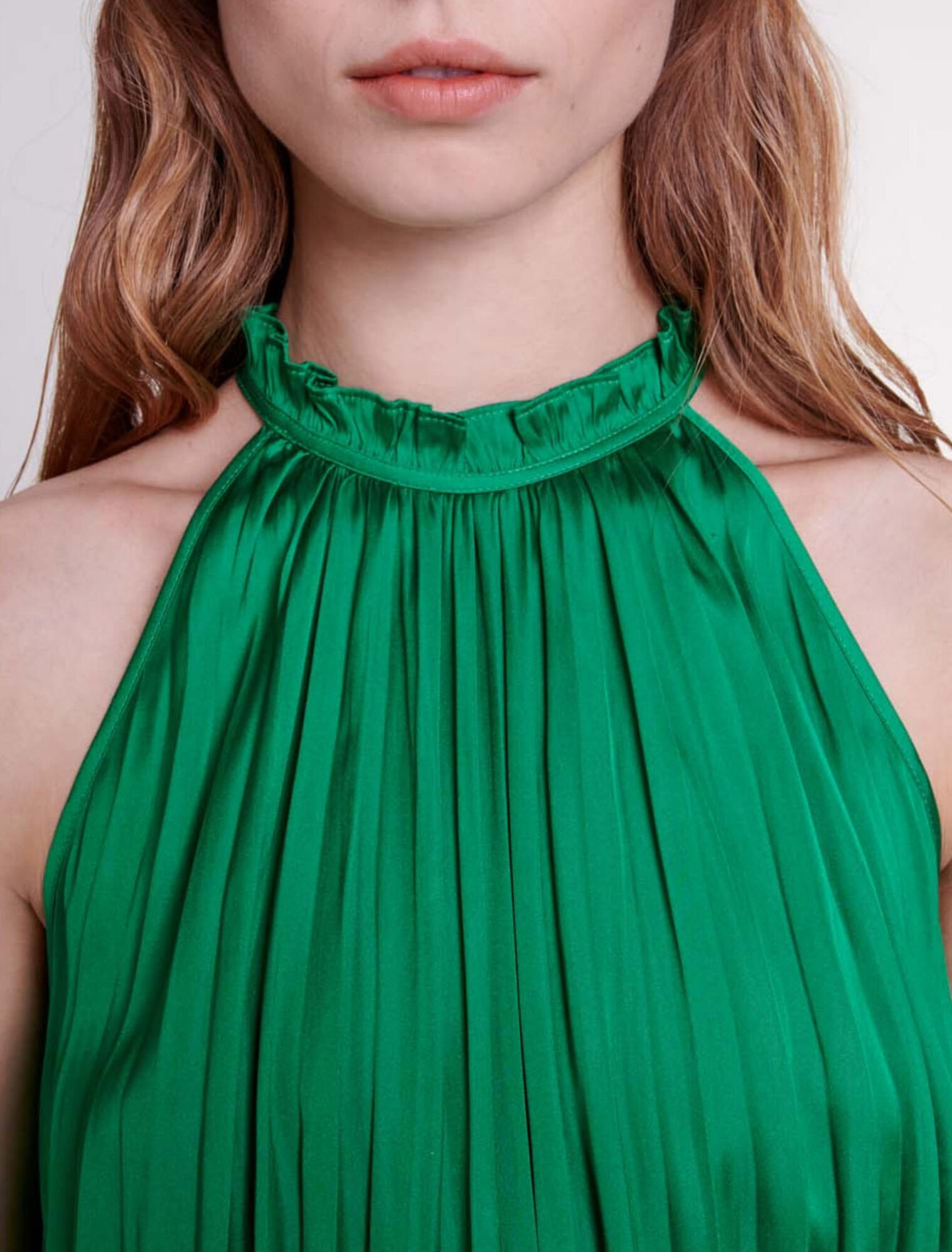 Pleated satin top