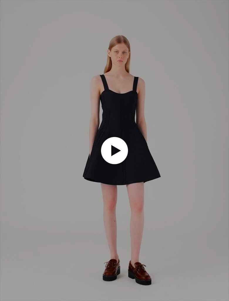 Mini knitted babydoll dress Blue For Women | Maje