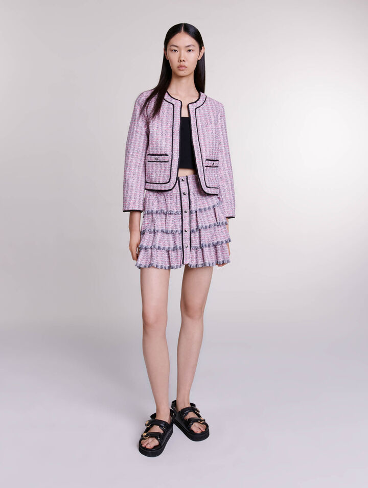 마쥬 Maje Short tweed skirt,pink