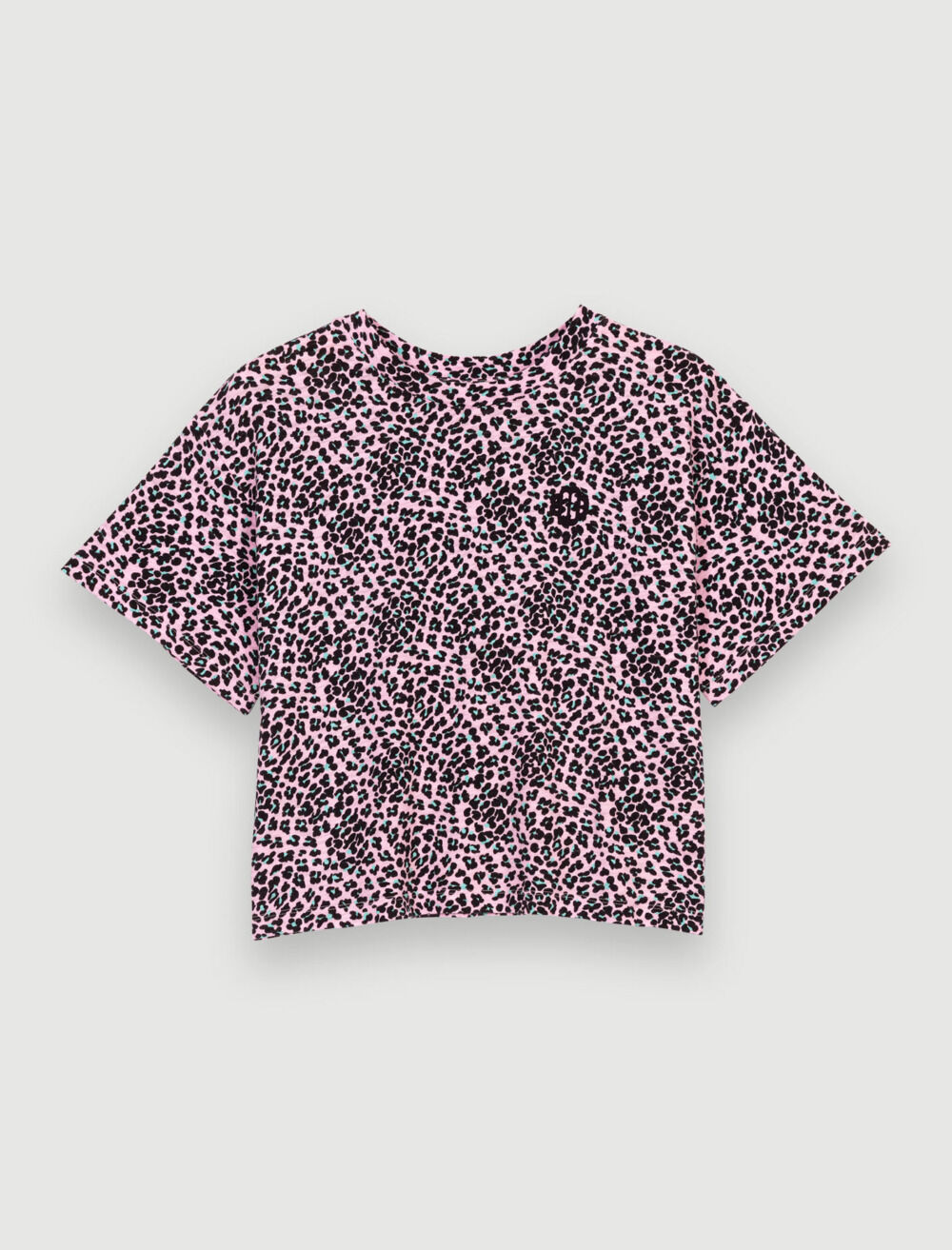 Leopard-print cotton T-shirt Pink For Women | Maje