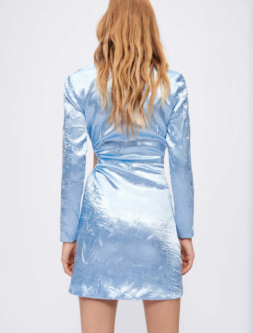 Close-fitting satin dress Blue For Women | Maje