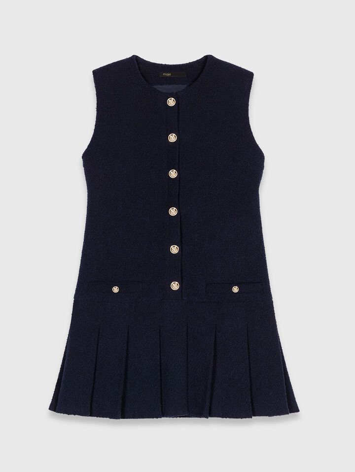 Mini tweed dress with removable collar