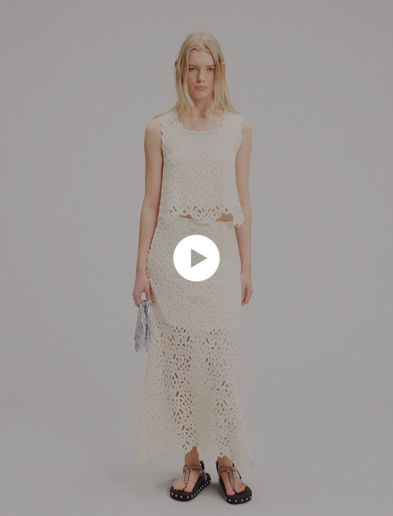 Long crochet skirt White For Women | Maje