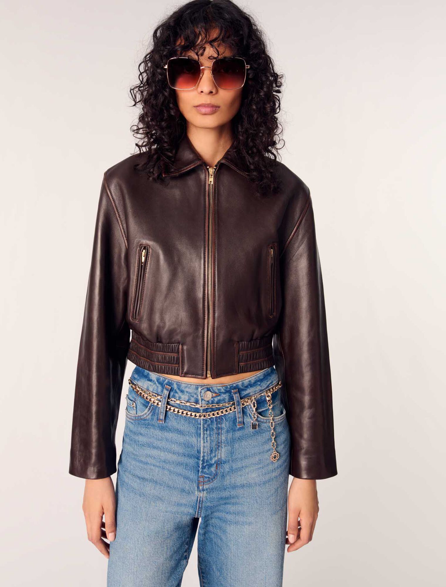 Vintage leather cropped jacket