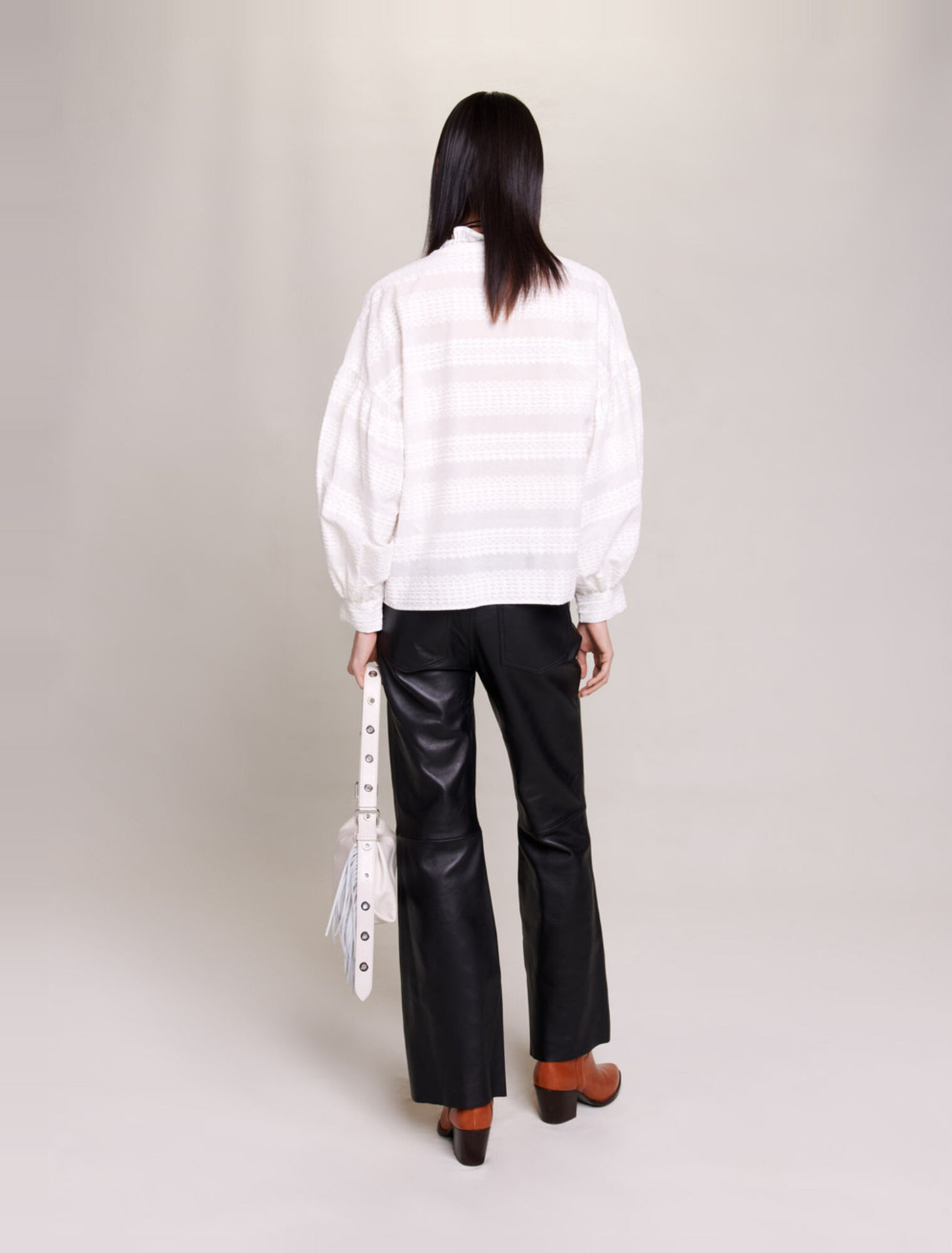 Embroidered ruffled shirt