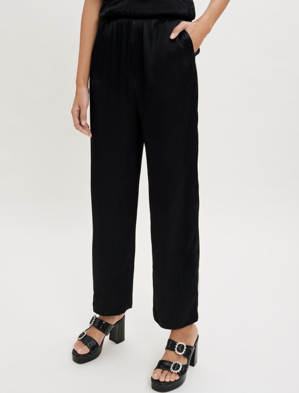 ⚫︎mk-1015 振袖　身丈165 裄丈68.5 1-7 MSK Petite V-Neck Chiffon-Sleeve Belted Jumpsuit - Size M