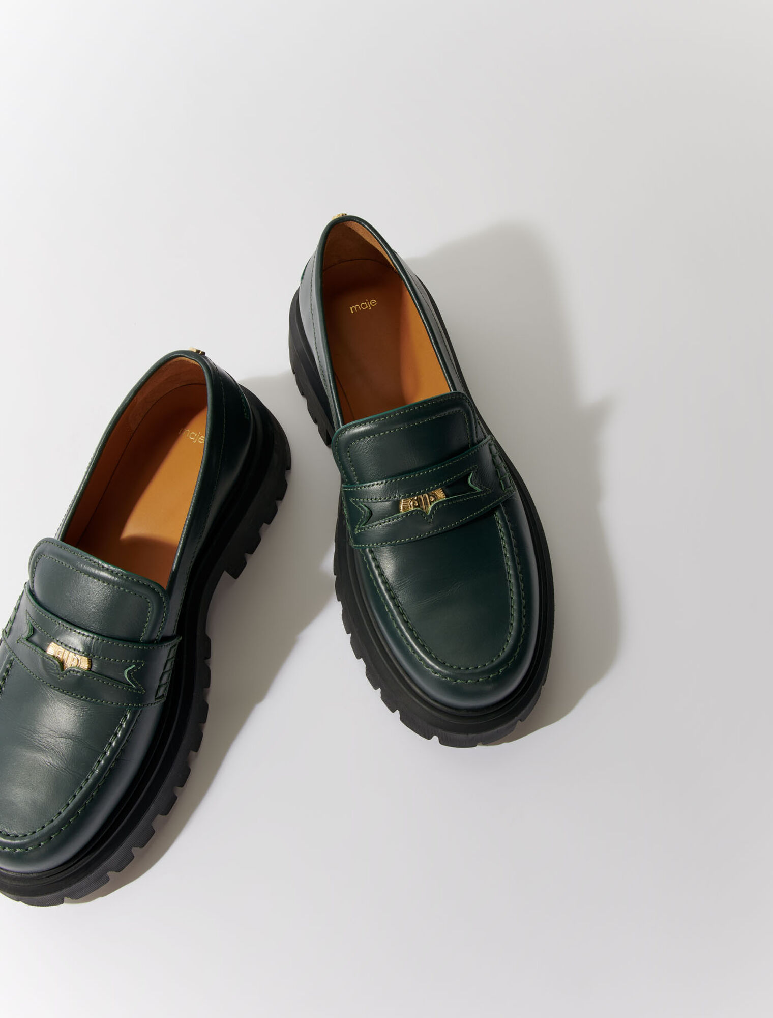 Leather platform loafers