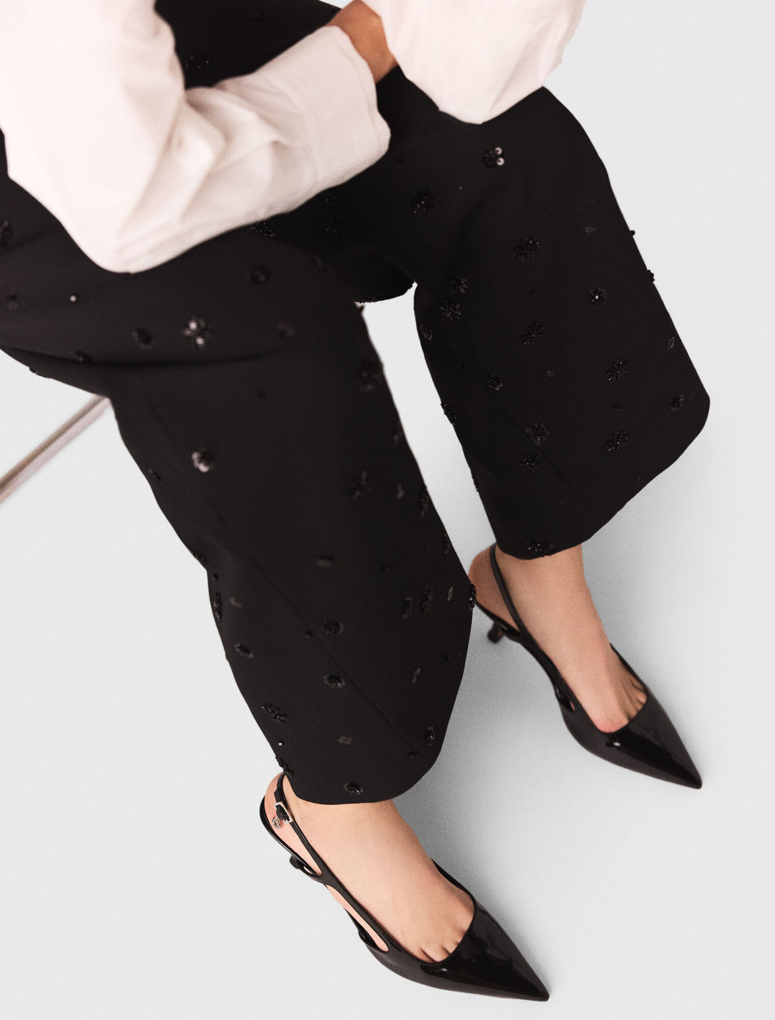 Patent leather slingback pumps