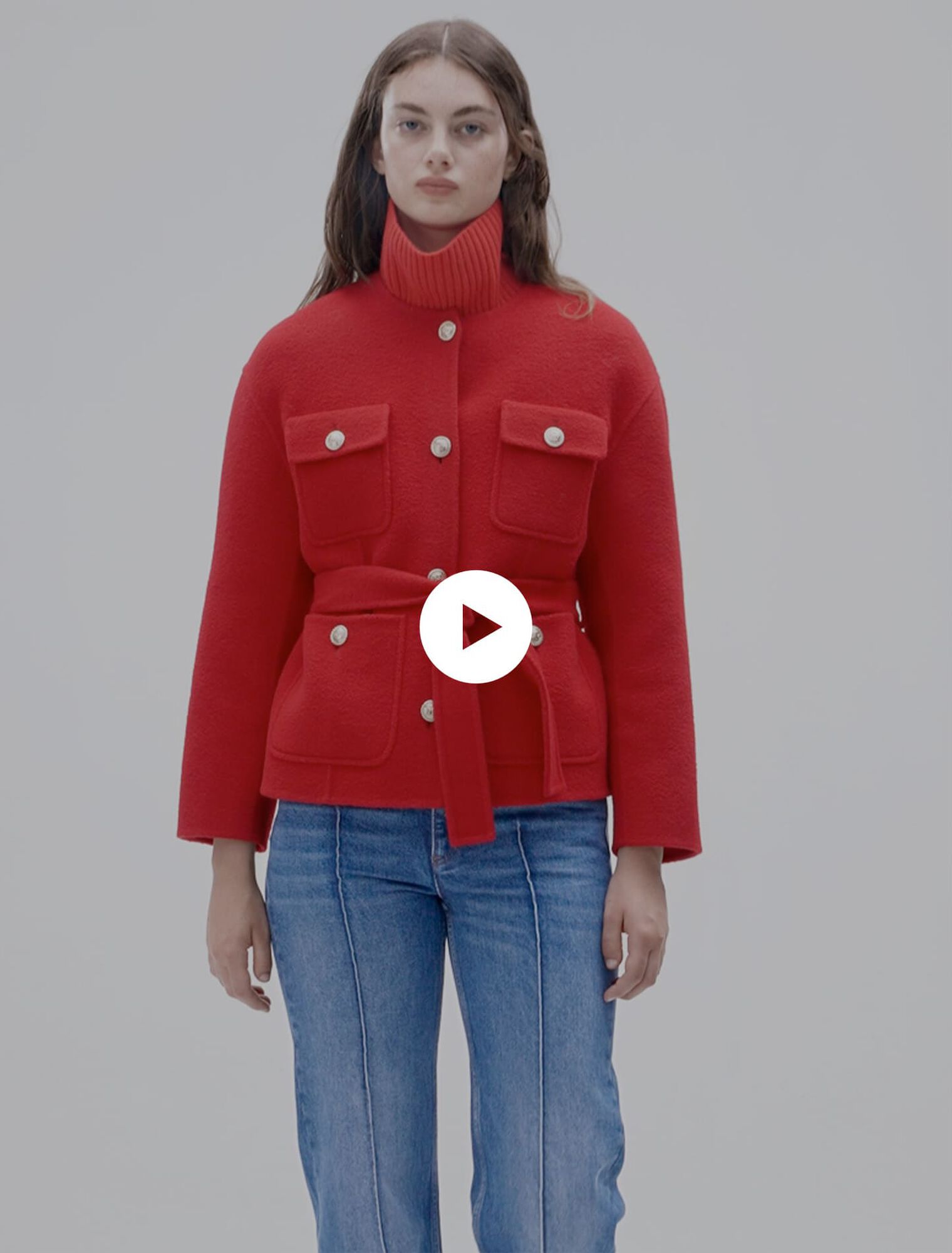 Belted double-faced jacket