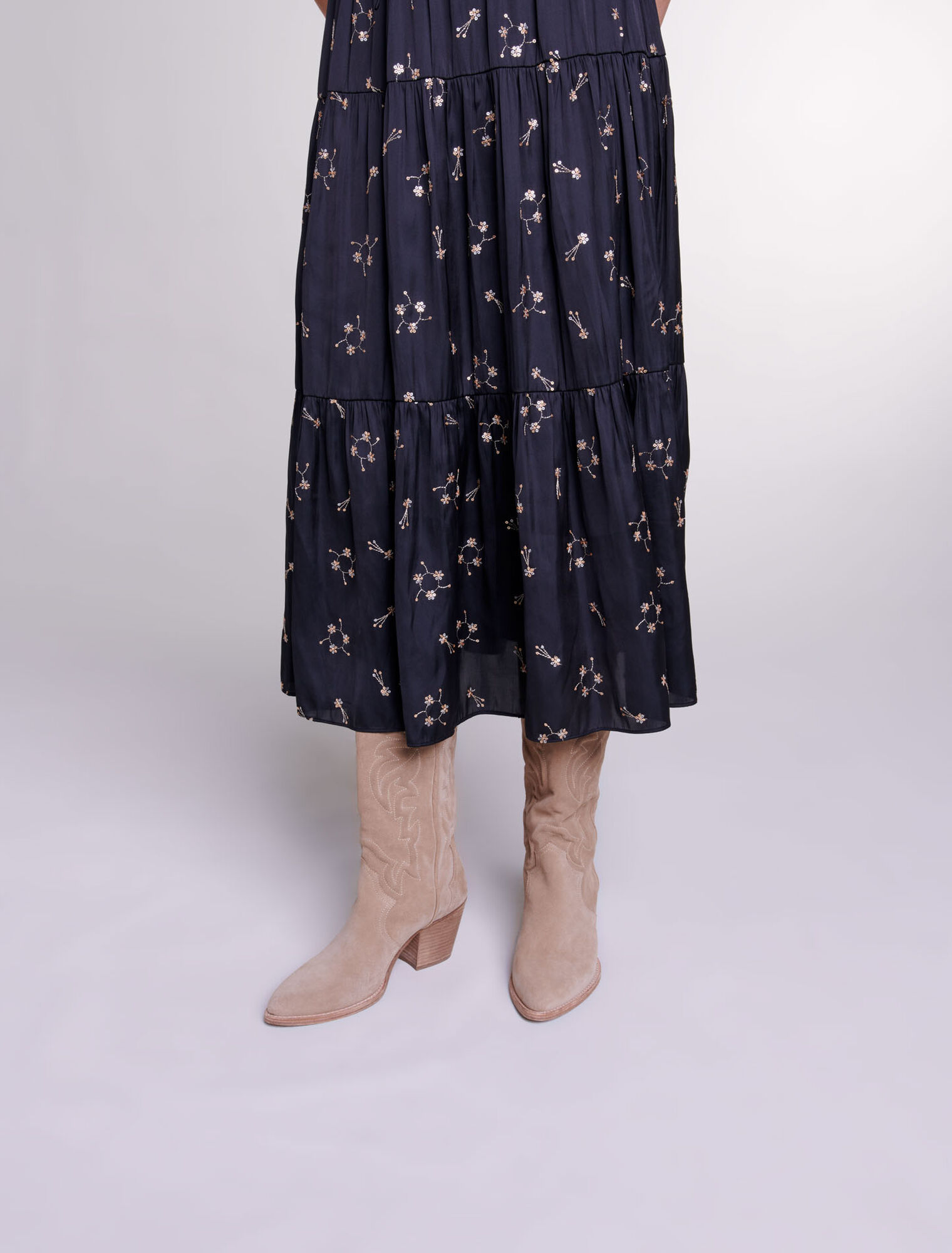 Sequin-embroidered maxi dress