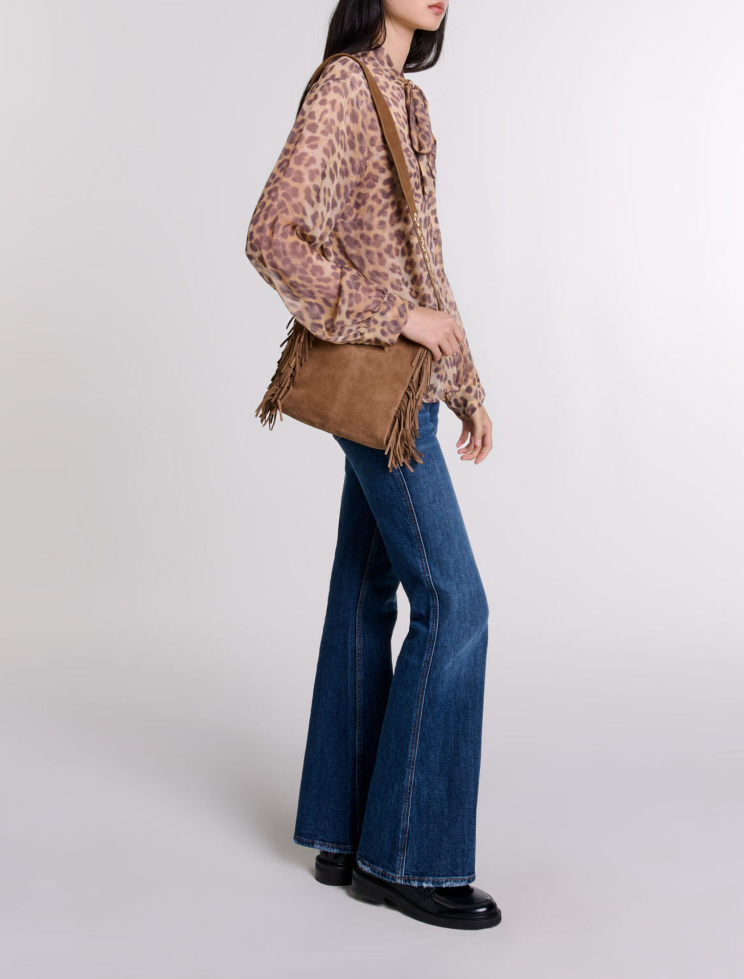 Patterned pussy bow shirt