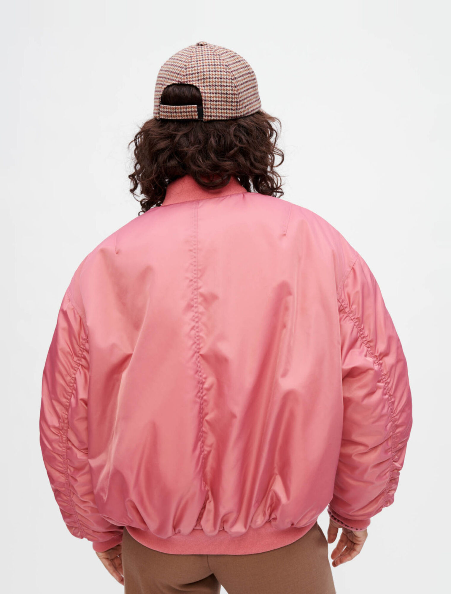 Oversized rosewood bomber jacket