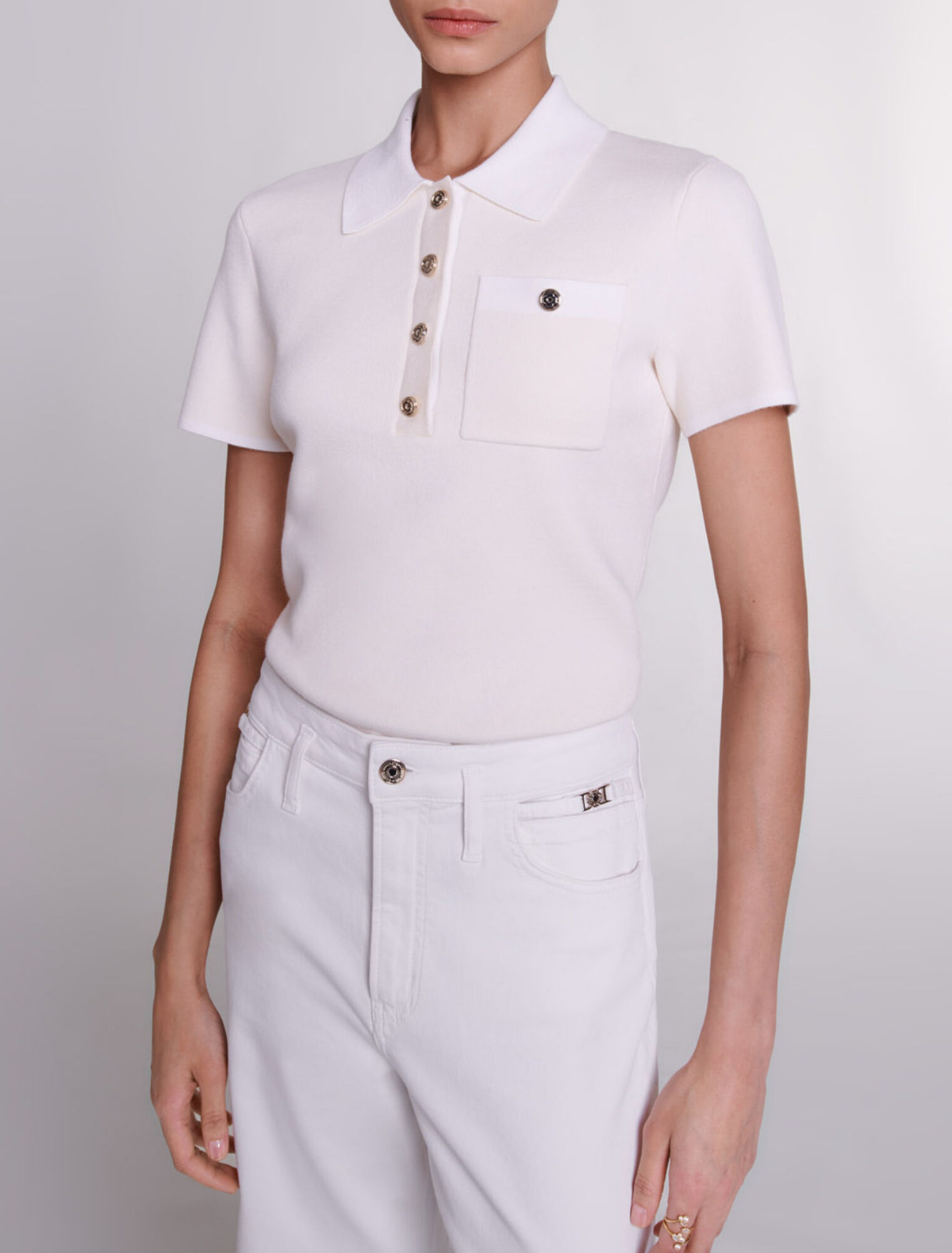 Polo collar knit top